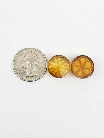 Amber Carved Flower Cabochon