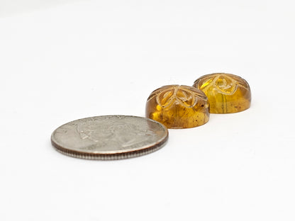 Amber Carved Flower Cabochon
