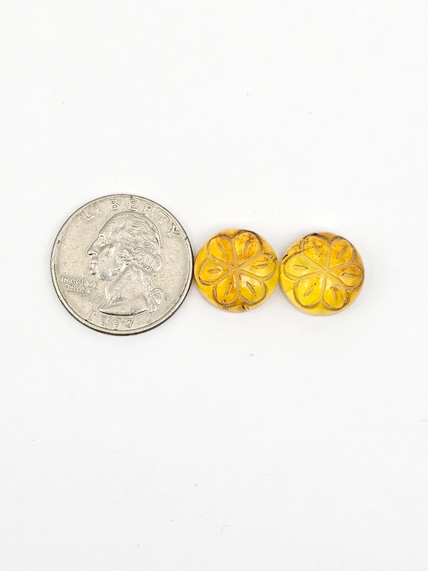 Amber Carved Flower Cabochon