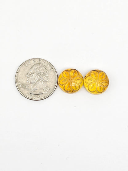 Amber Carved Flower Cabochon