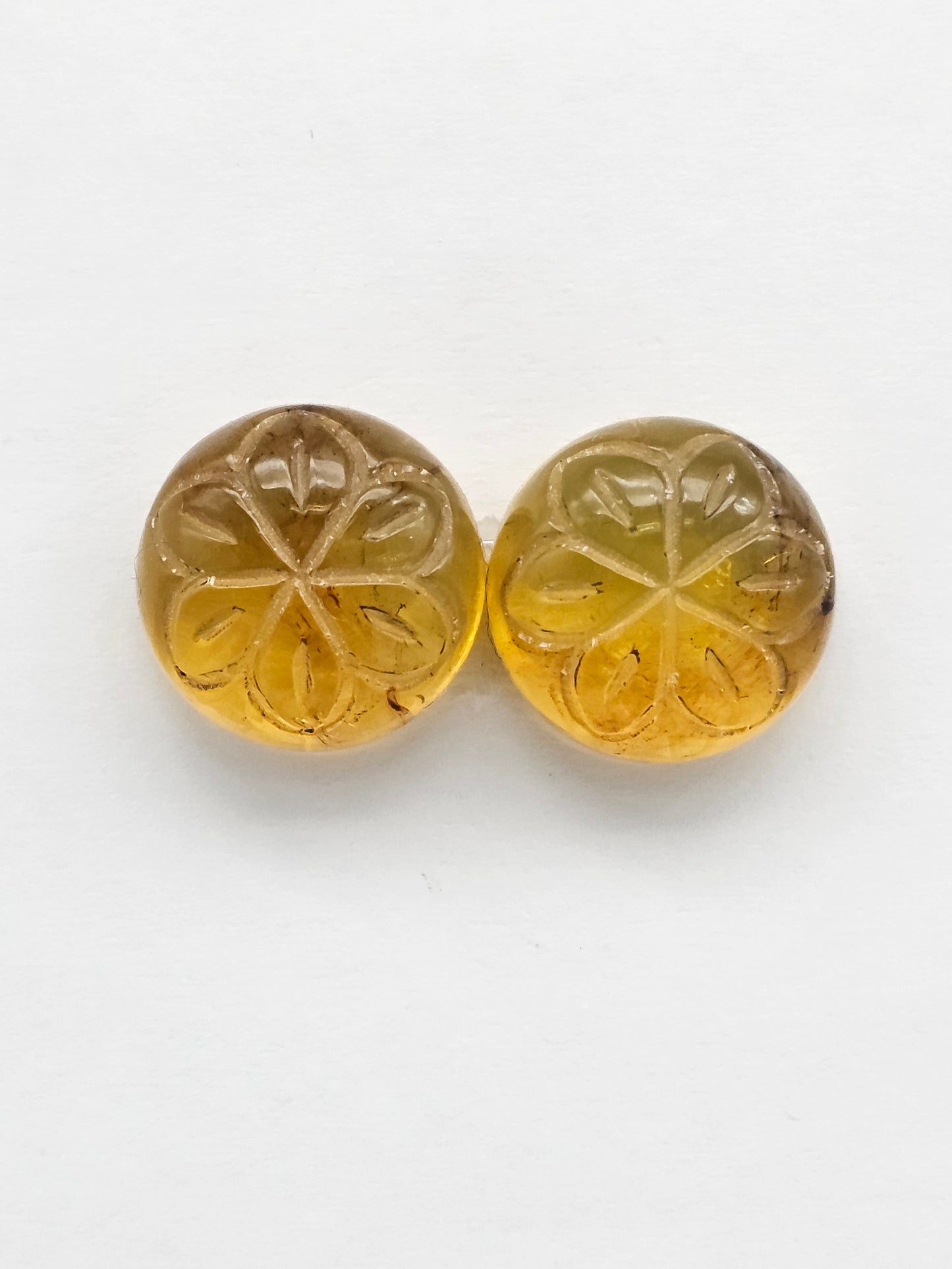 Amber Carved Flower Cabochon