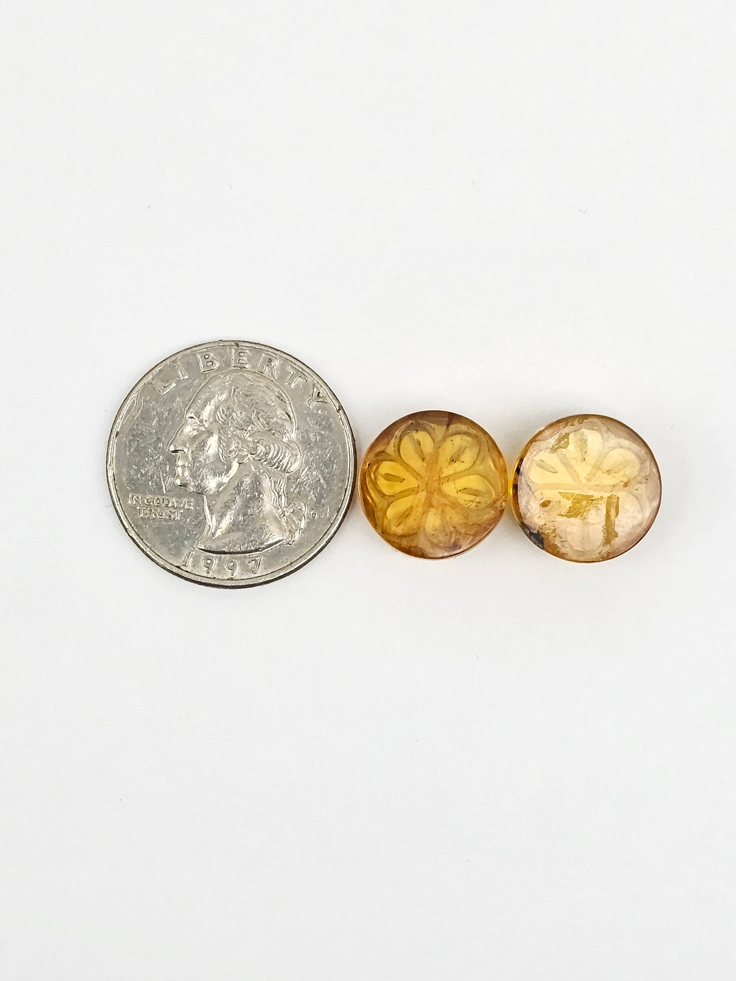 Amber Carved Flower Cabochon