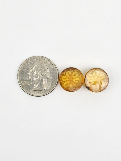 Amber Carved Flower Cabochon