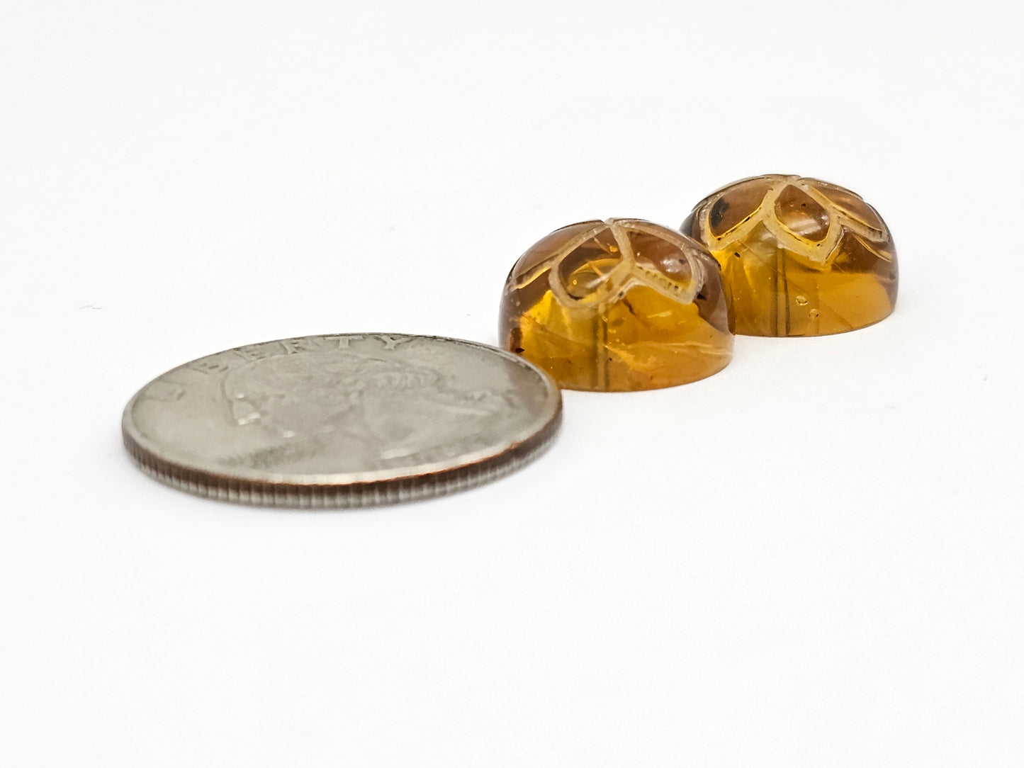 Amber Carved Flower Cabochon