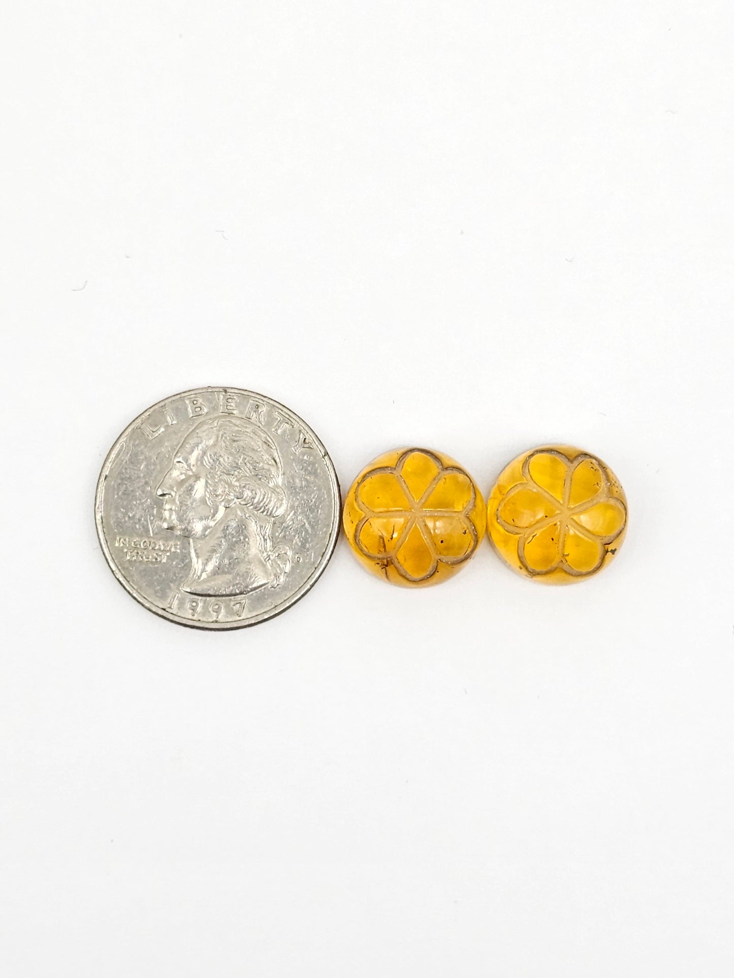 Amber Carved Flower Cabochon