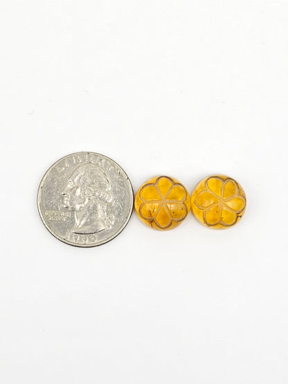 Amber Carved Flower Cabochon