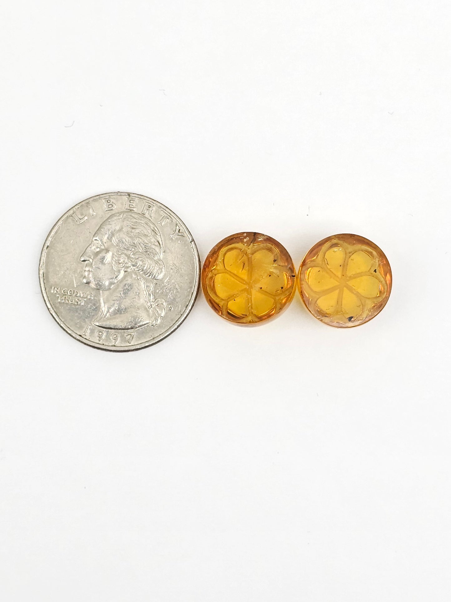 Amber Carved Flower Cabochon