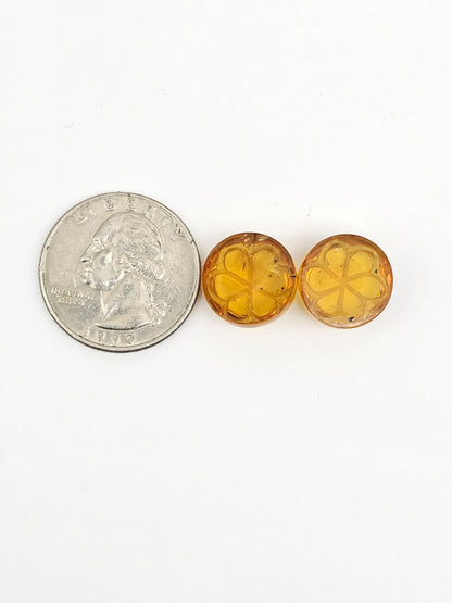 Amber Carved Flower Cabochon