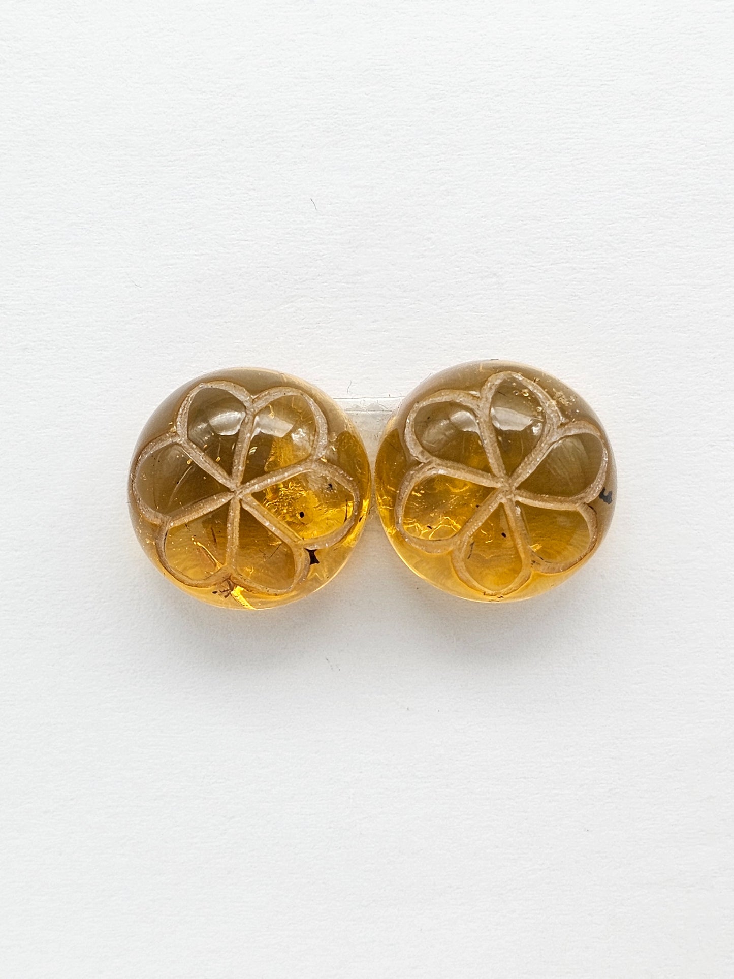 Amber Carved Flower Cabochon