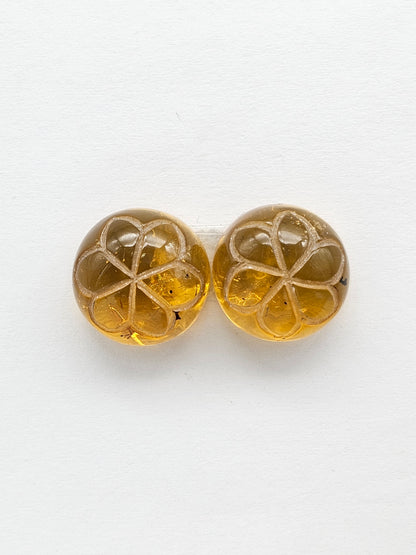 Amber Carved Flower Cabochon