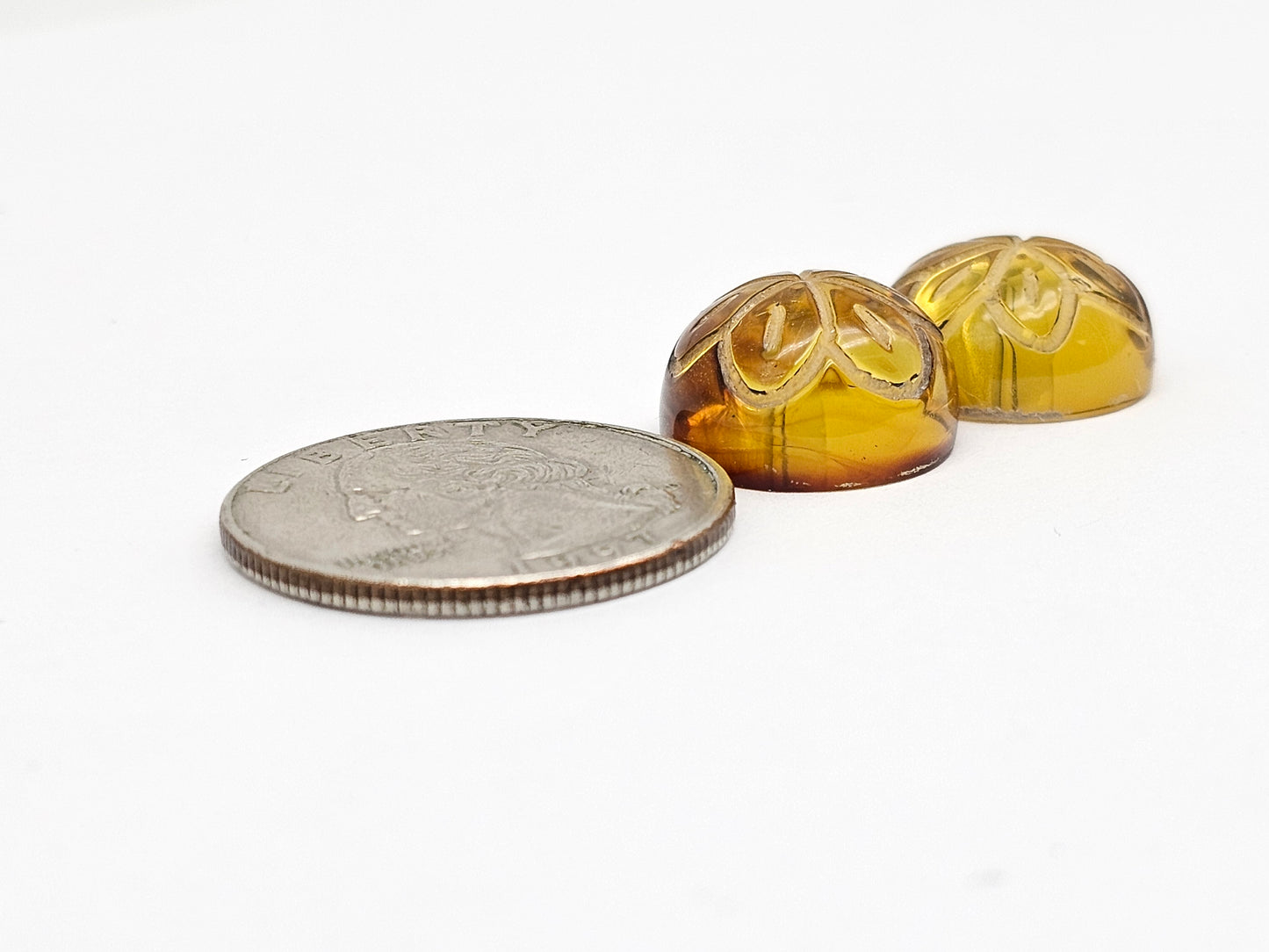 Amber Carved Flower Cabochon