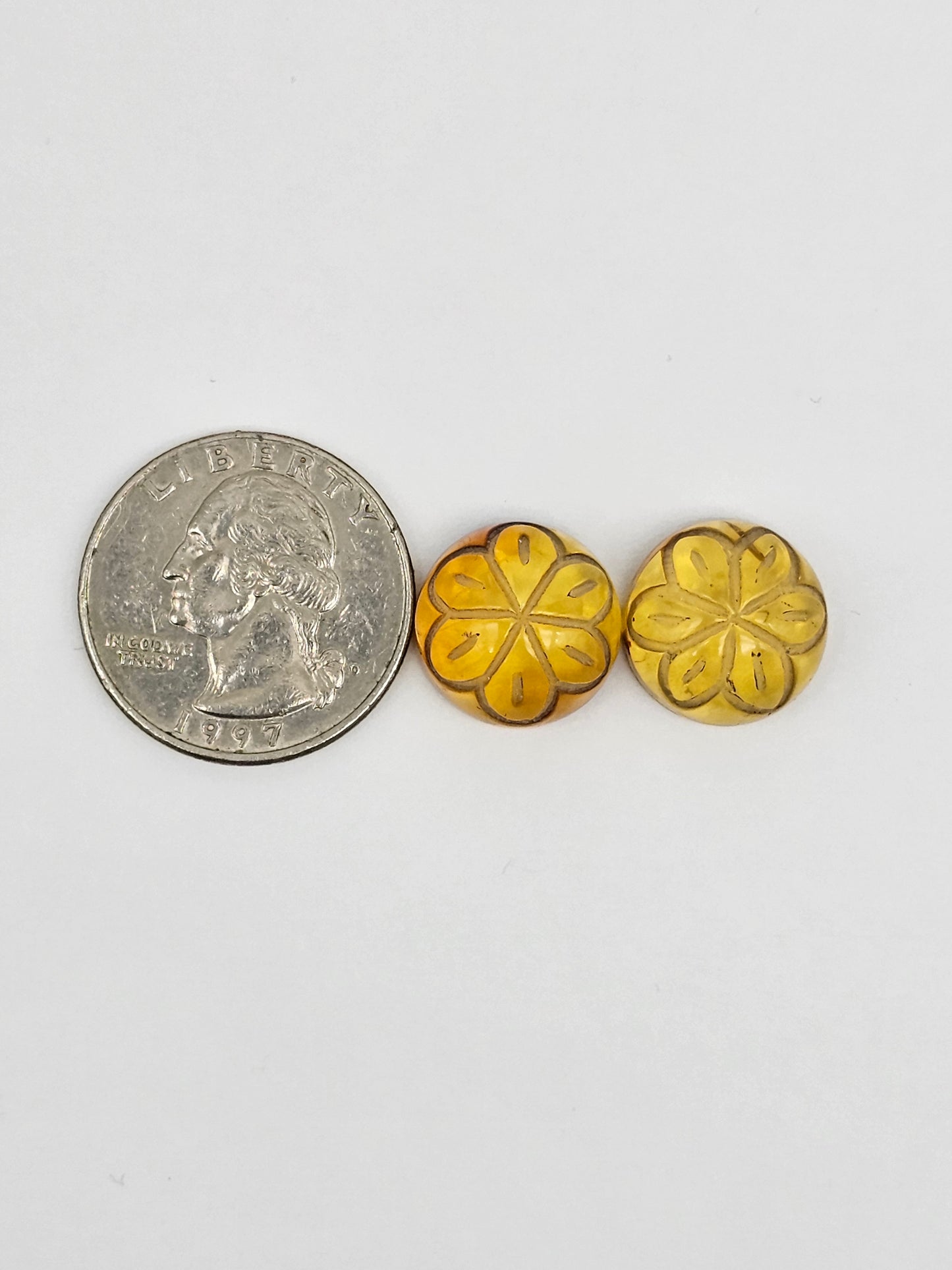 Amber Carved Flower Cabochon