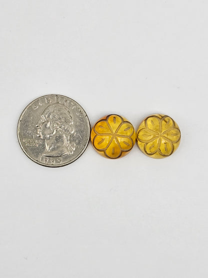 Amber Carved Flower Cabochon