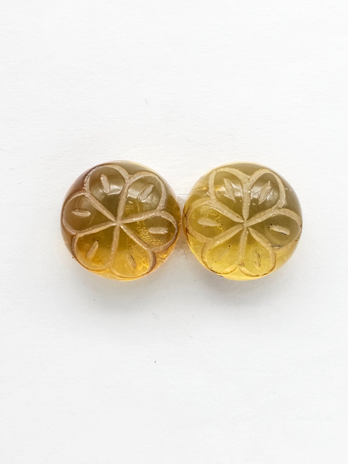 Amber Carved Flower Cabochon
