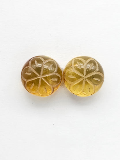 Amber Carved Flower Cabochon