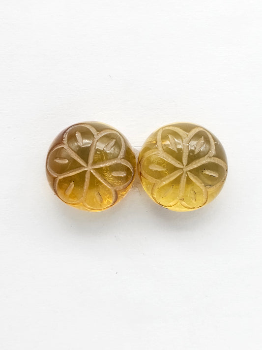 Amber Carved Flower Cabochon