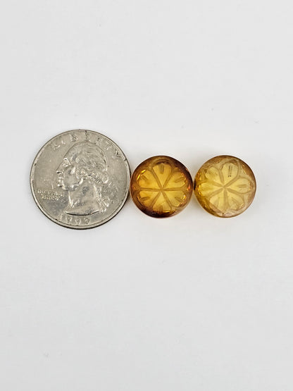 Amber Carved Flower Cabochon