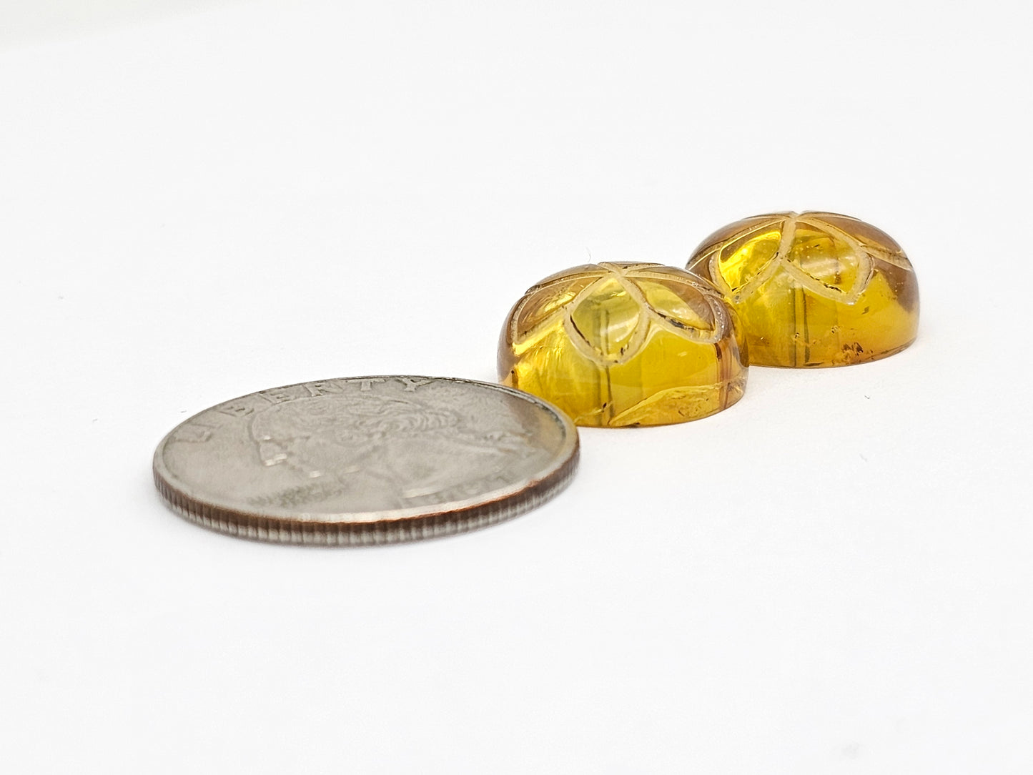 Amber Carved Flower Cabochon