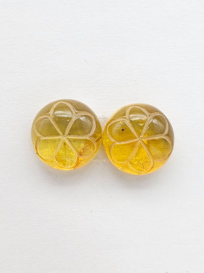 Amber Carved Flower Cabochon