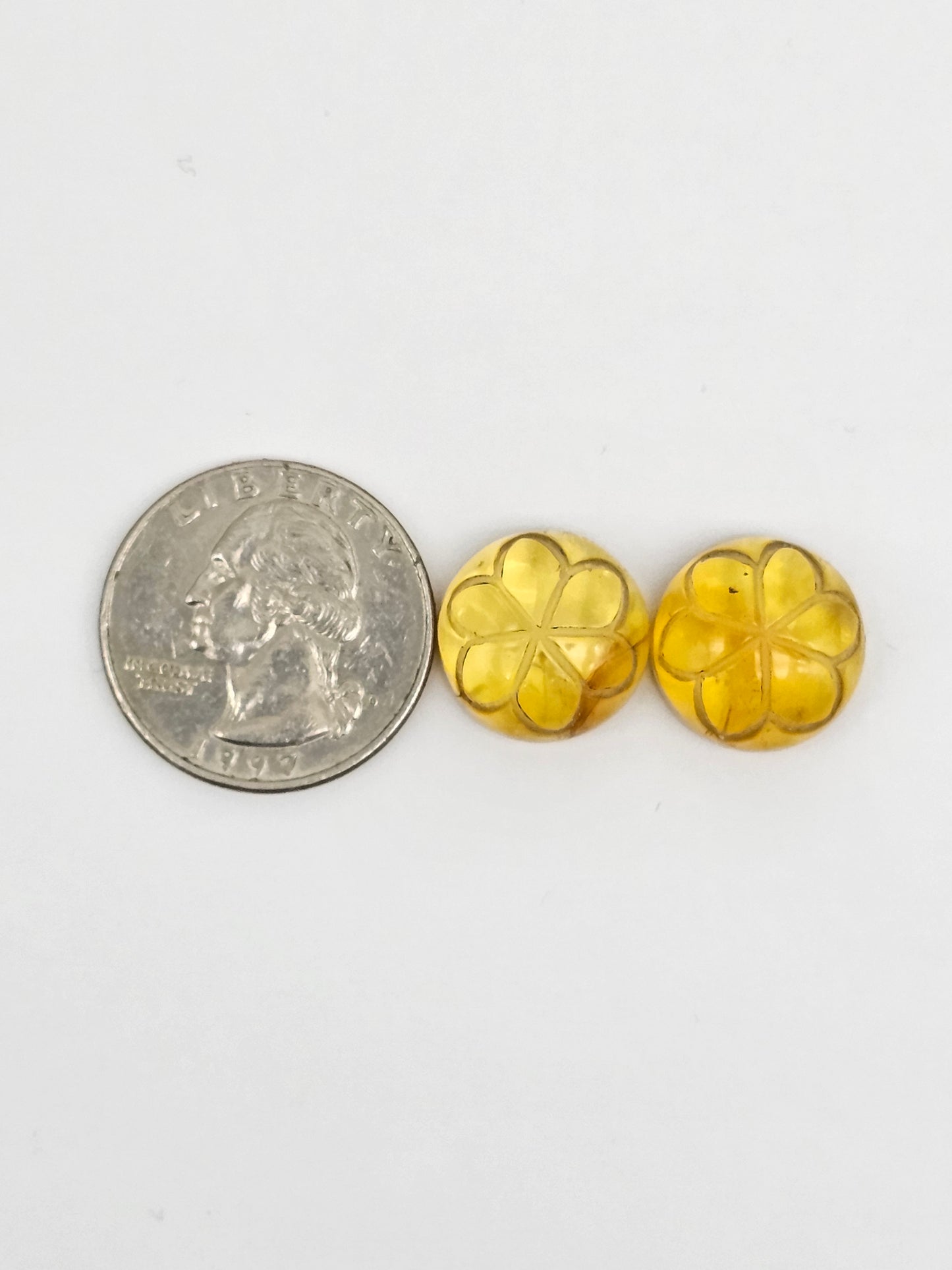 Amber Carved Flower Cabochon