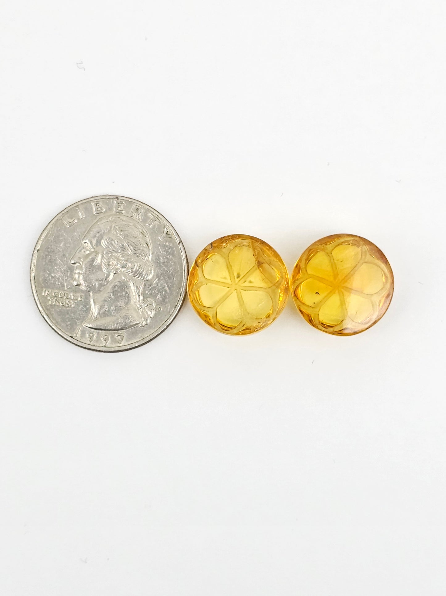 Amber Carved Flower Cabochon