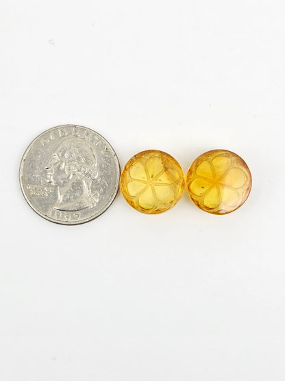 Amber Carved Flower Cabochon
