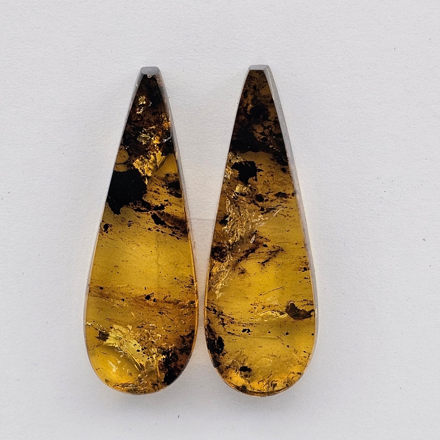 Amber authentic cabochon pair large