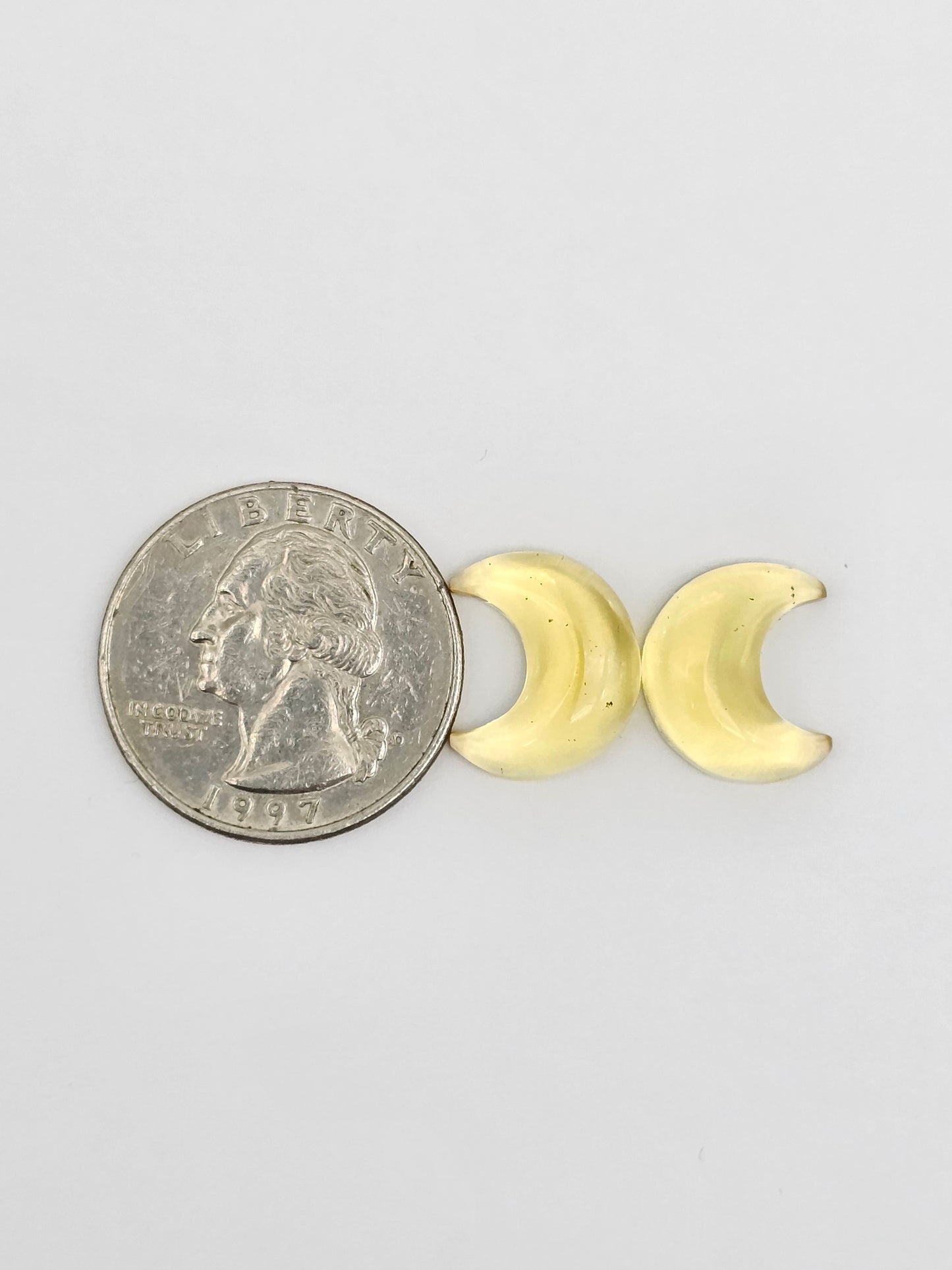 Amber Moon Cabochon Pair