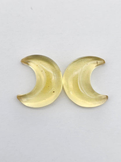 Amber Moon Cabochon Pair