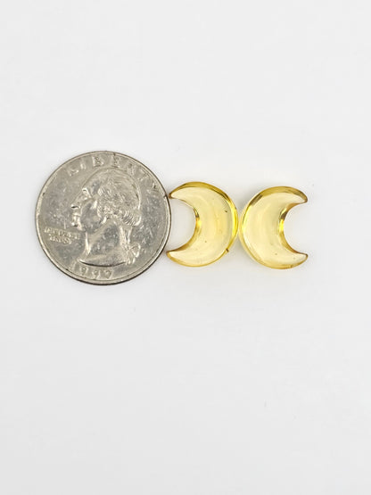 Amber Moon Cabochon Pair