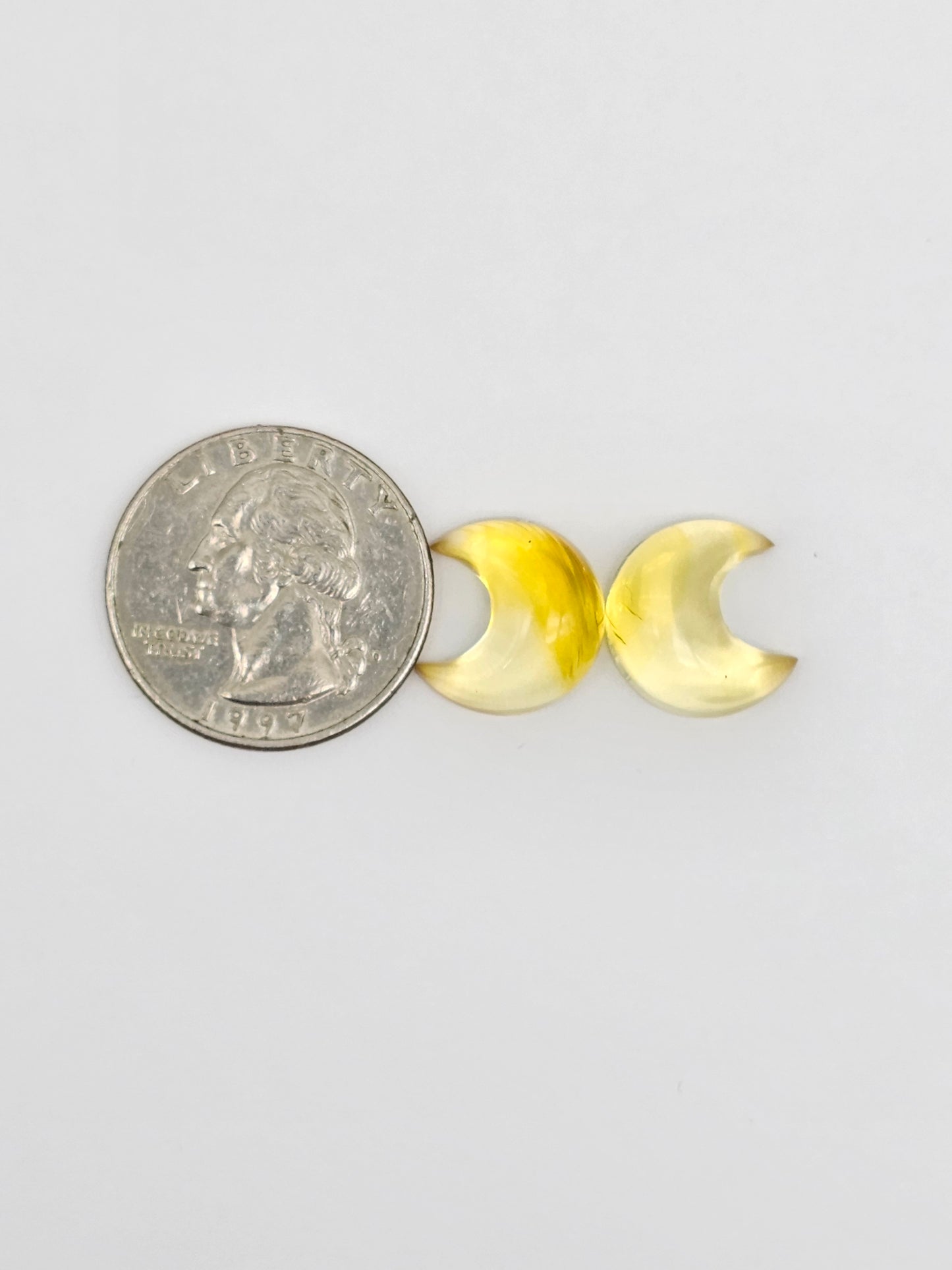 Amber Moon Cabochon Pair