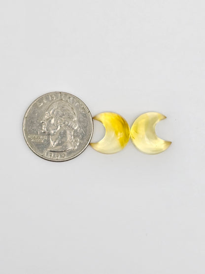 Amber Moon Cabochon Pair