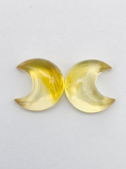 Amber Moon Cabochon Pair