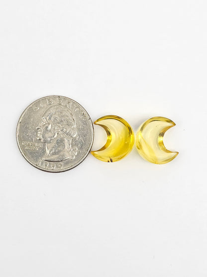 Amber Moon Cabochon Pair