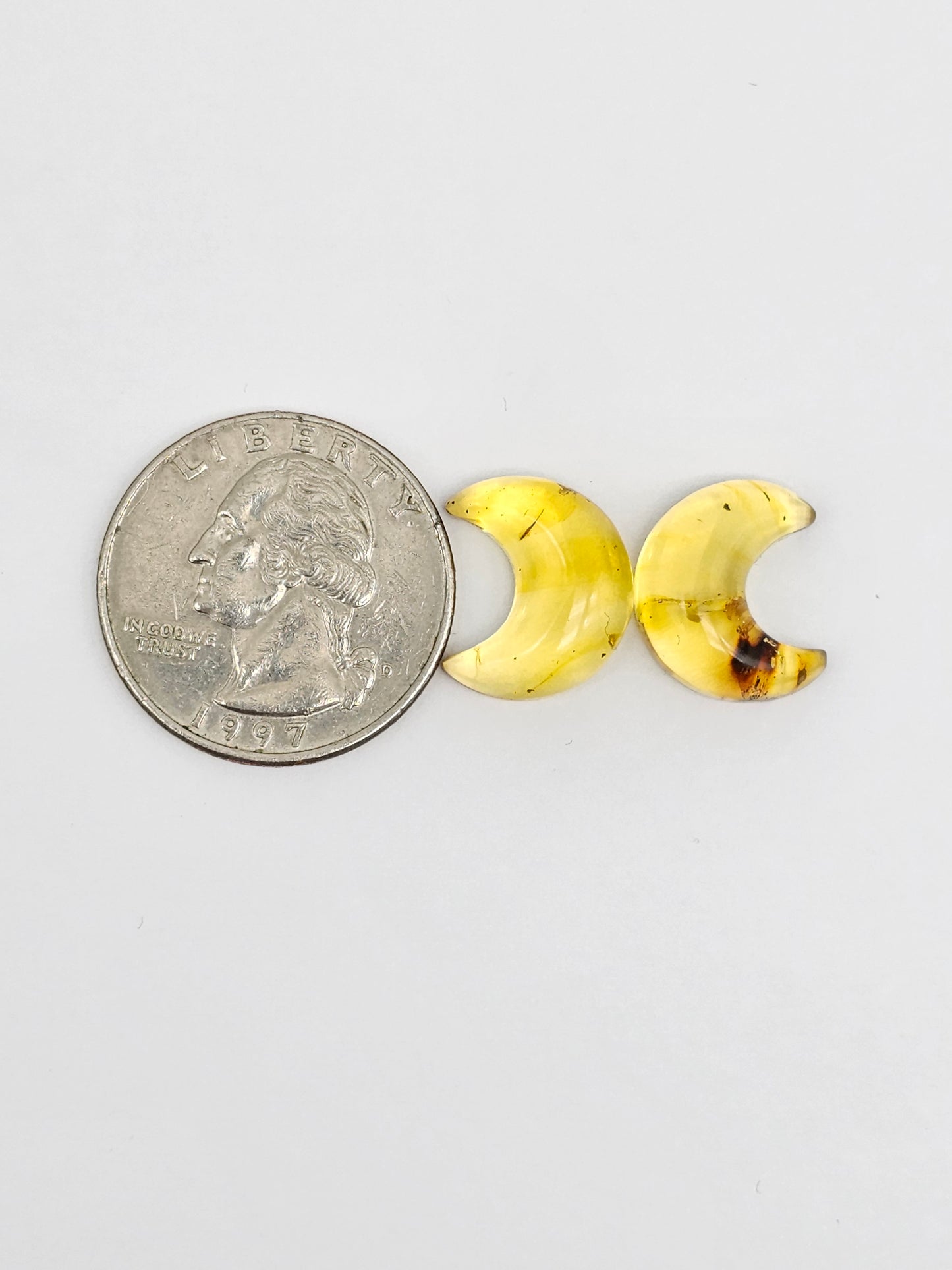 Amber Moon Cabochon Pair