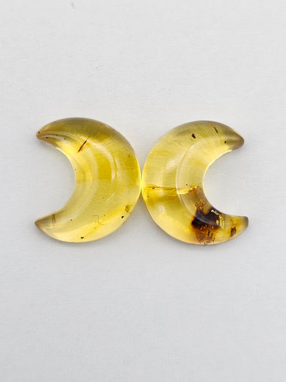 Amber Moon Cabochon Pair