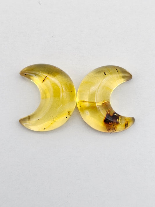 Amber Moon Cabochon Pair