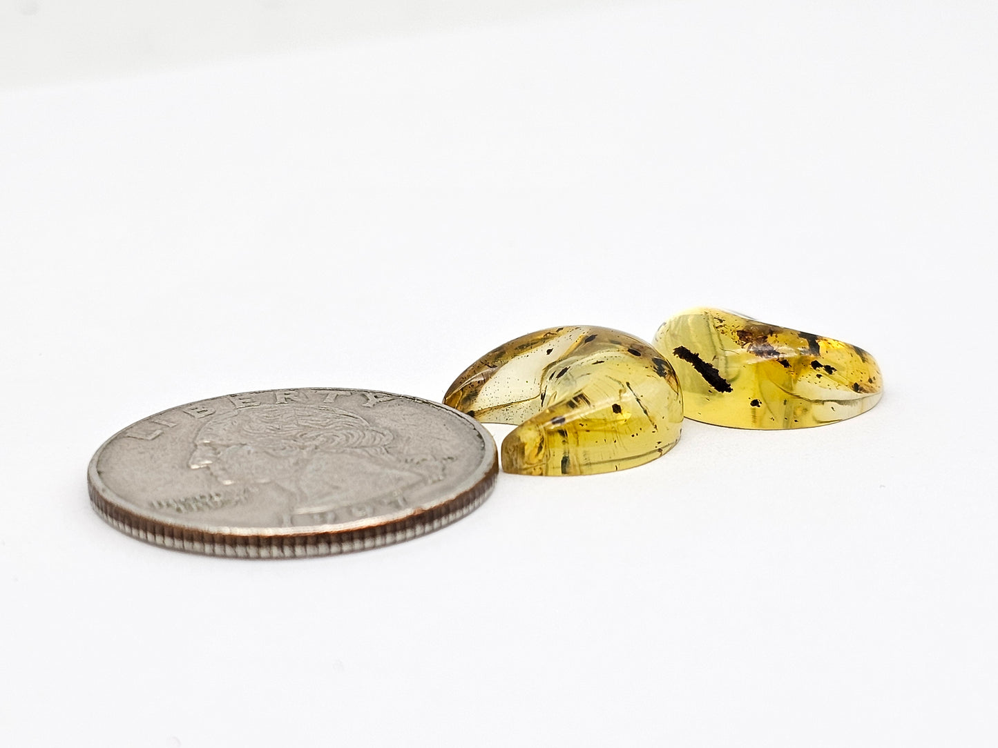 Amber Moon Cabochon Pair