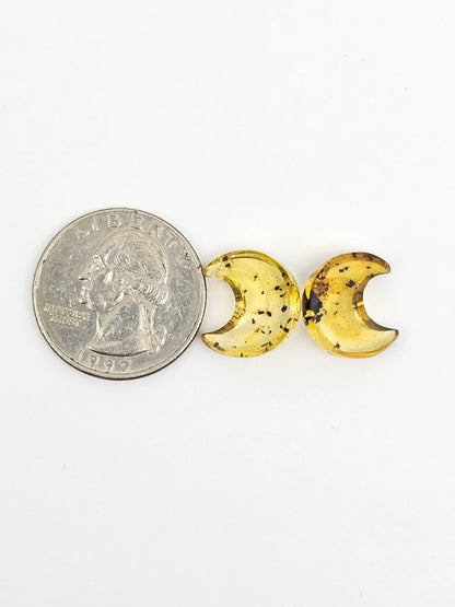 Amber Moon Cabochon Pair