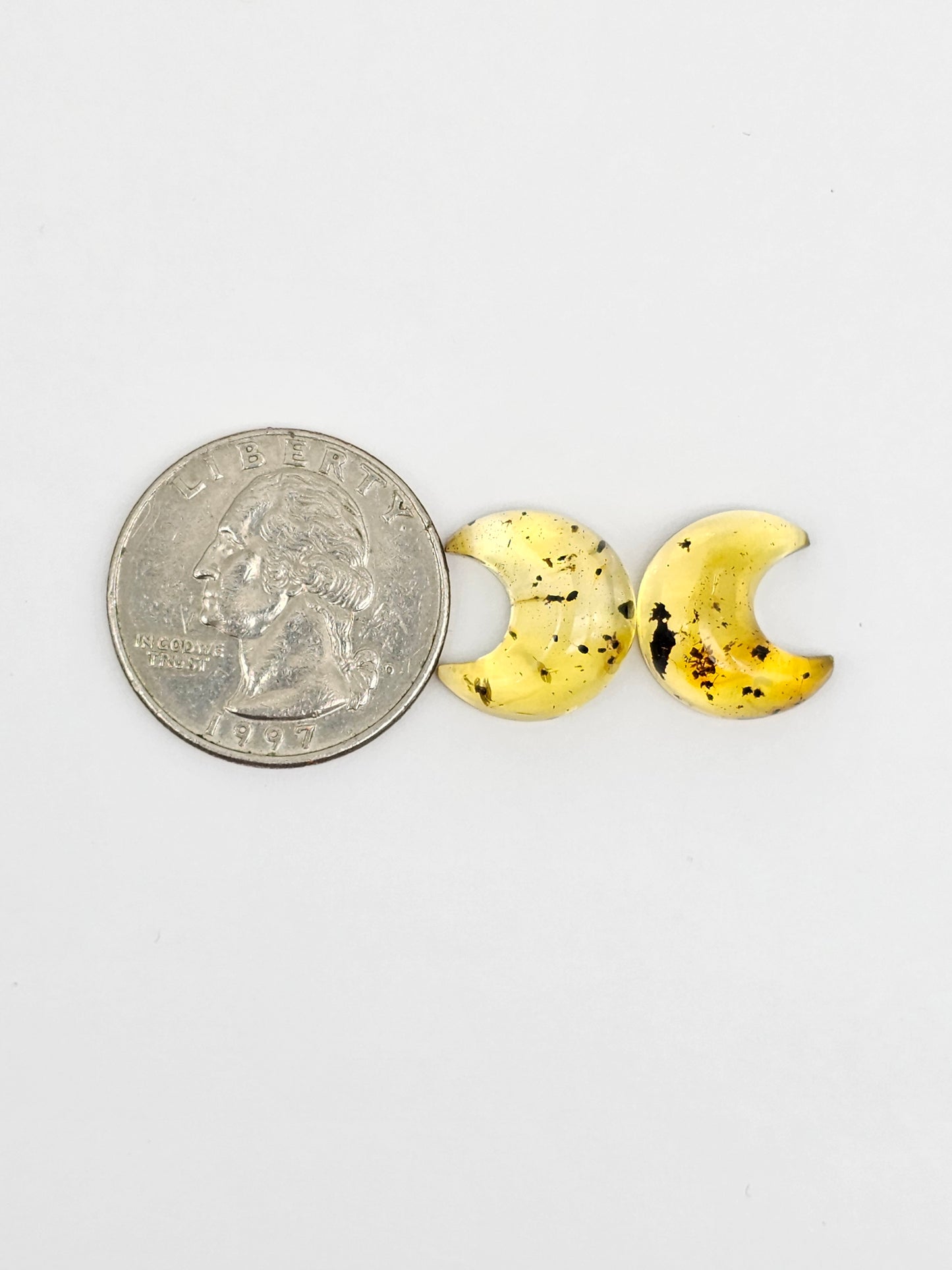 Amber Moon Cabochon Pair