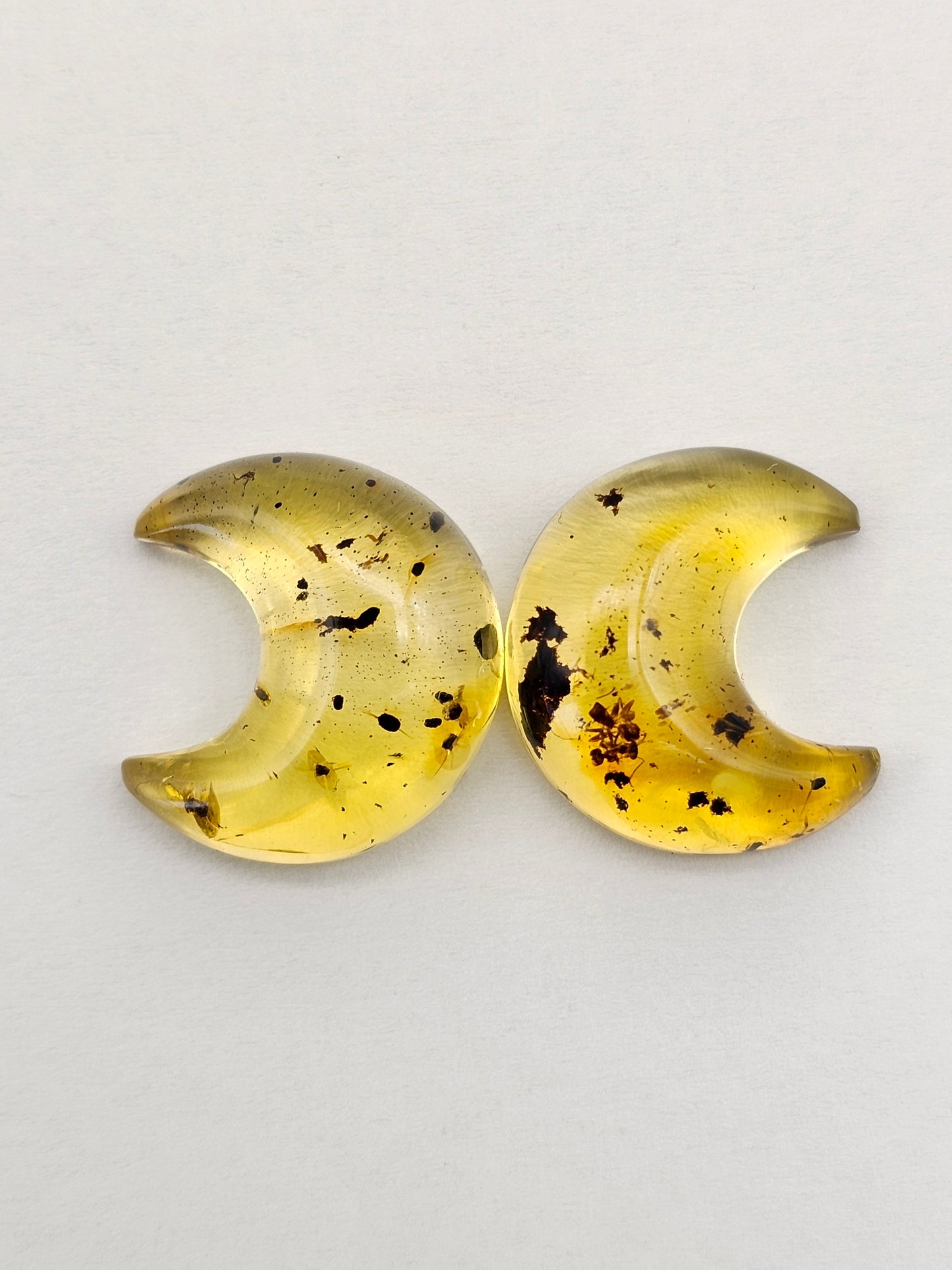 Amber Moon Cabochon Pair