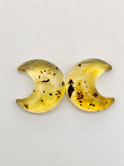 Amber Moon Cabochon Pair