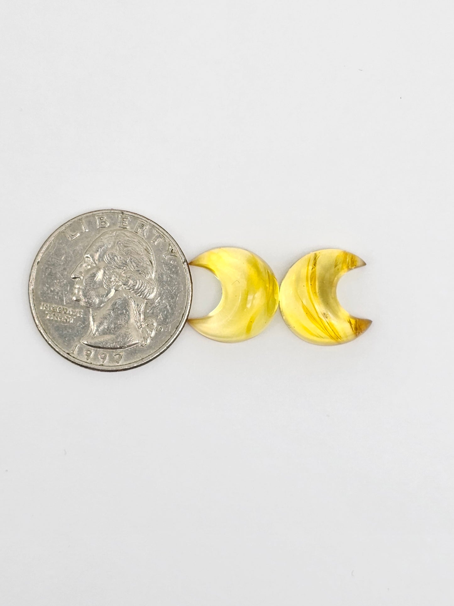 Amber Moon Cabochon Pair