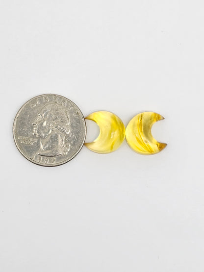 Amber Moon Cabochon Pair