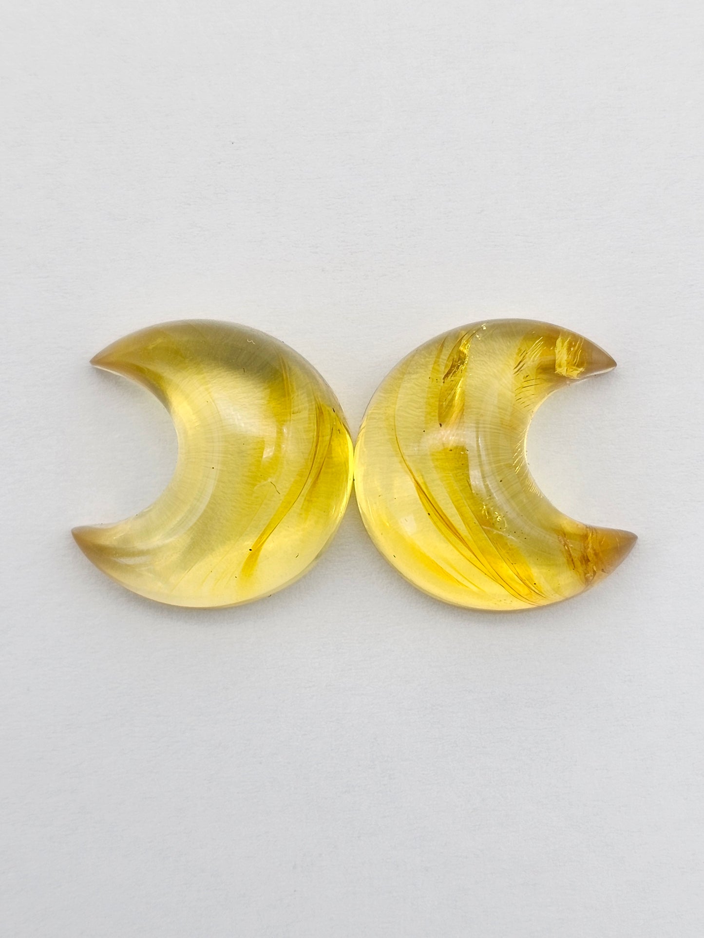 Amber Moon Cabochon Pair