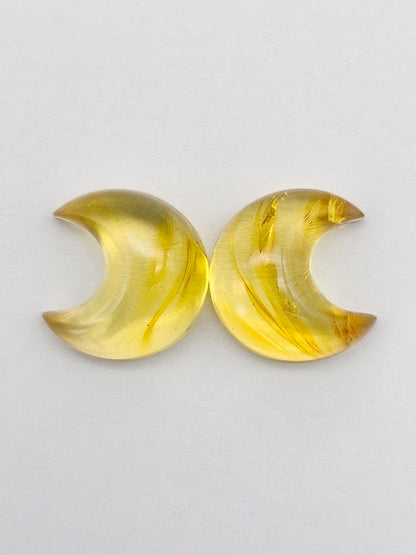 Amber Moon Cabochon Pair