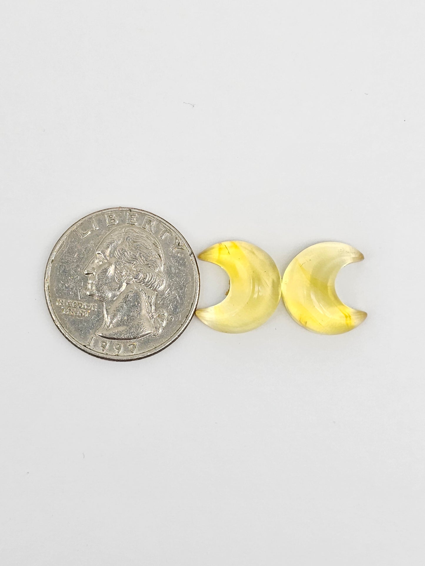 Amber Moon Cabochon Pair