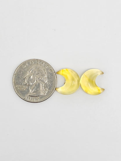 Amber Moon Cabochon Pair
