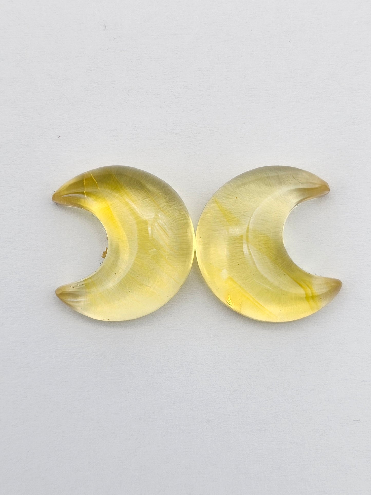 Amber Moon Cabochon Pair