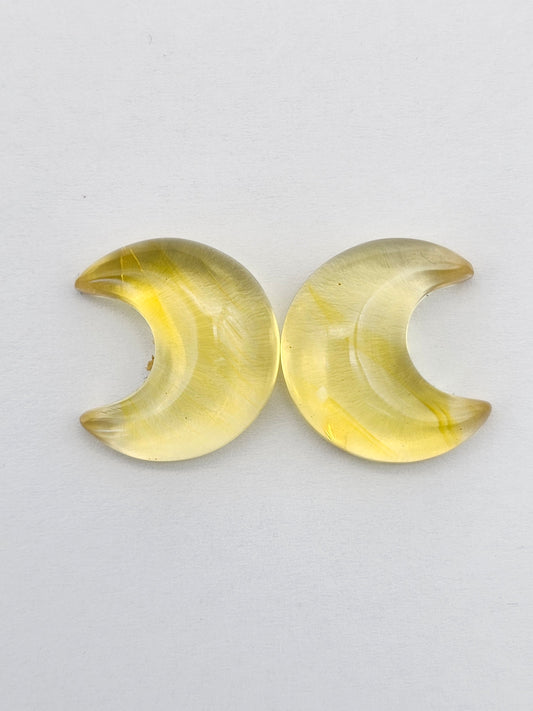 Amber Moon Cabochon Pair
